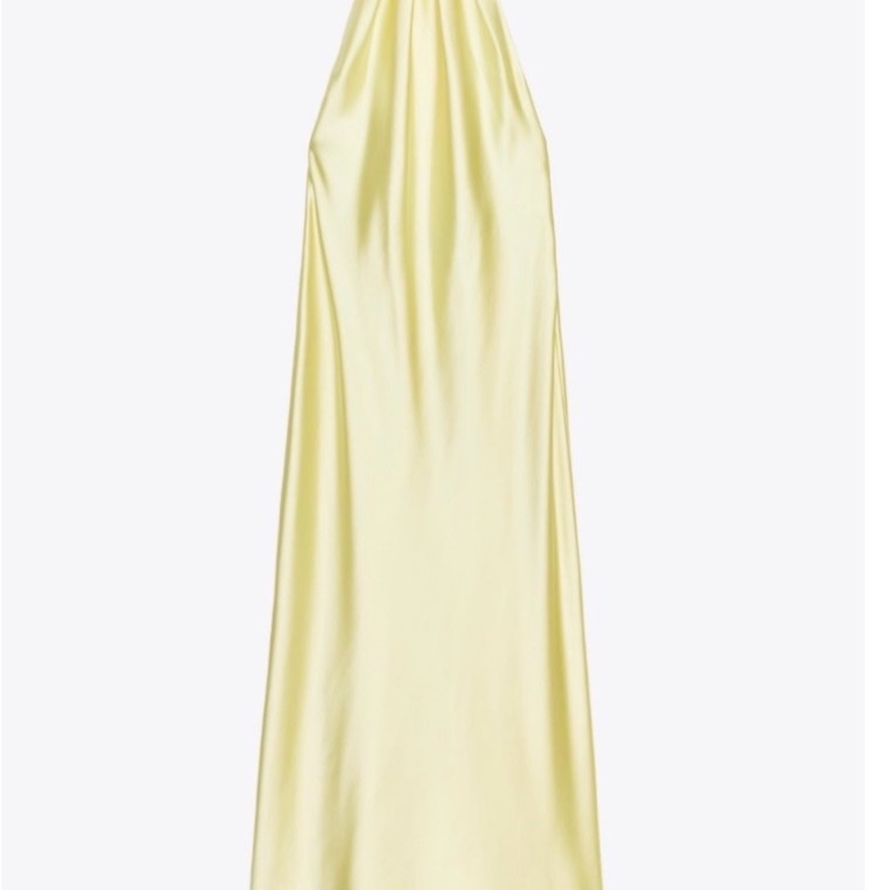 Zara Satin Yellow Halter Dress